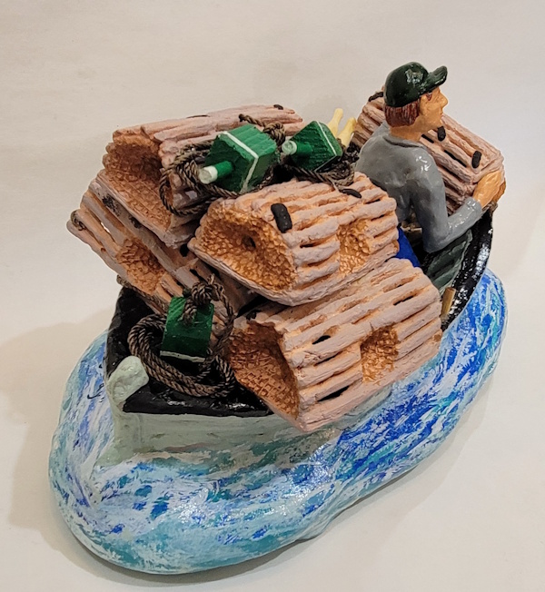 a fisherman setting traps on the first day of the season