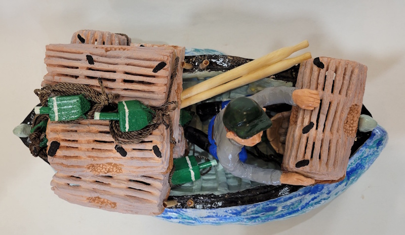 a fisherman setting traps on the first day of the season