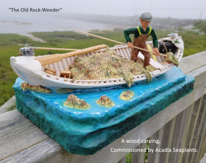 A fisherman is sitting while he overhauls the trap lines.