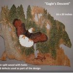 "Eagle's Descent", thin split wood carving