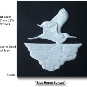 "Blue Heron Sunset" cast paper