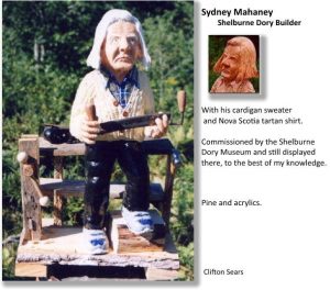 A carving of Sydney Mahaney